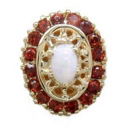 N306 14K OPAL AND ROUND GARNET SLIDE 